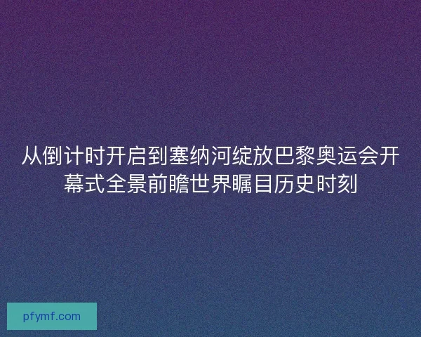 从倒计时开启到塞纳河绽放巴黎奥运会开幕式全景前瞻世界瞩目历史时刻