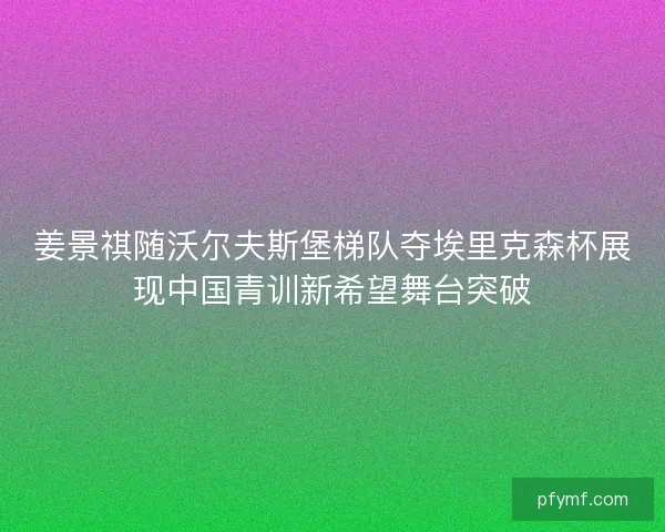 姜景祺随沃尔夫斯堡梯队夺埃里克森杯展现中国青训新希望舞台突破 姜景祺随沃尔夫斯堡梯队夺埃里克森杯展现中国青训新希望舞台突破